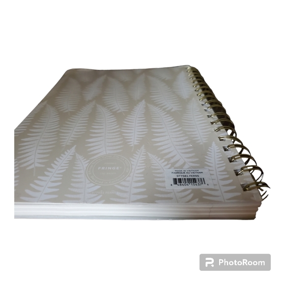 Fringe Studio Faux Leather Vegan White Tan Fern Print Notebook Journal School - Picture 9 of 9